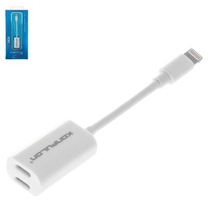 Адаптер Konfulon Z11, не підтримує функції мікрофона, Lightning to Dual Lightning 2 в1, Lightning, білий