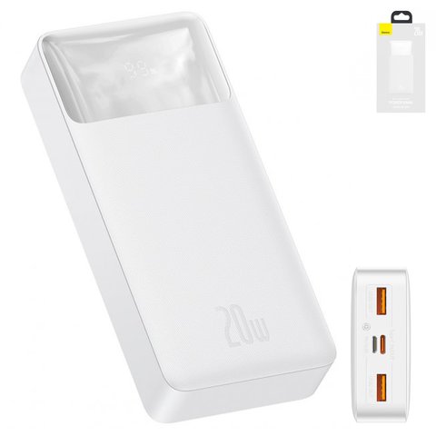 Power bank Baseus Bipow Digital, 20000 мАч, 20 Вт, белый, Quick Charge, #PPDML M02