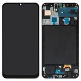 Дисплей для Samsung A505 Galaxy A50, A505F/DS Galaxy A50, чорний, з рамкою, Оригінал (переклеєне скло)
