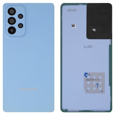 Задняя панель корпуса для Samsung A536 Galaxy A53 5G, синяя, со стеклом камеры