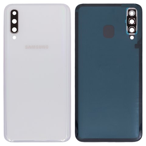 Задня панель корпуса для Samsung A505F DS Galaxy A50, біла, із склом камери