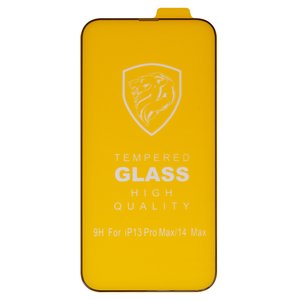 Защитное стекло для Apple iPhone 13 Pro Max, iPhone 14 Plus, совместимо с чехлом, Full Glue, без упаковки , черный, cлой клея нанесен по всей поверхности