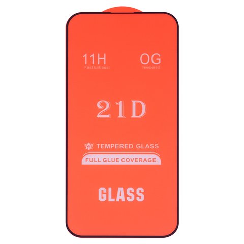 Защитное стекло для Apple iPhone 14 Pro Max, совместимо с чехлом, Full Glue, без упаковки , черный, cлой клея нанесен по всей поверхности