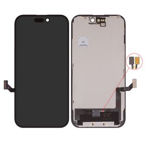 Дисплей для iPhone 15, черный, с рамкой, High Copy, без микросхемы, OLED , GX OEM hard