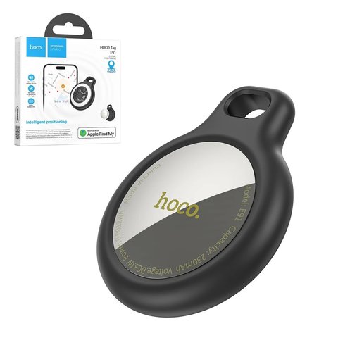 Розумний брелок для пошуку Hoco E91, GPS трекер, чорний, білий, AirTag, #6942007618915