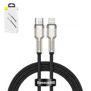 USB кабель Baseus Cafule Series Metal, USB тип C, Lightning, 200 см, 20 Вт, черный, в нейлоновой оплетке, #CATLJK B01