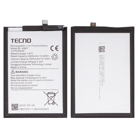 Акумулятор BL 49MT для Tecno Camon 19 Pro, Camon 19 Pro 5G, Li Polymer, 3,87 B, 5000 мАг, Original PRC 