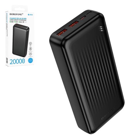 Power bank Borofone BJ80A, 20000 мАг, 22,5 Вт, чорний, Quick Charge, Power Delivery PD , #6941991121616