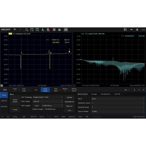Программное расширение "Рефлектометр" SIGLENT SNA5000 TDR