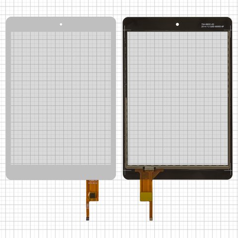 Touchscreen compatible with China Tablet PC 7,85"; Modecom FreeTab 7800 IPS, white, 197 mm, 6 pin, 133 mm, capacitive, 7,85"  #E C8051 04 078043 01A V1 CTP078048 01 YCF0412 8