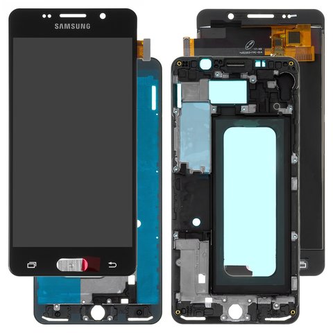 LCD compatible with Samsung A510 Galaxy A5 2016 , black, with light adjustable, with frame, Copy, TFT  