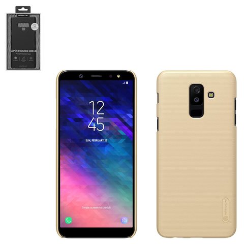 Case Nillkin Super Frosted Shield compatible with Samsung A605 Dual Galaxy A6+ 2018 , golden, with support, matt, plastic  #6902048157866