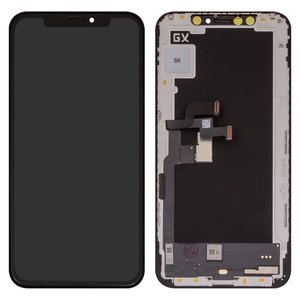 LCD compatible with iPhone XS, black, with frame, HC, OLED , GX OEM hard 