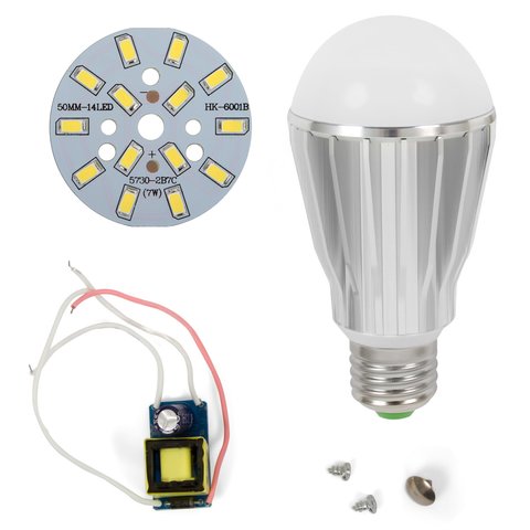 LED Light Bulb DIY Kit SQ Q17 5730 7 W cold white, E27 , Dimmable