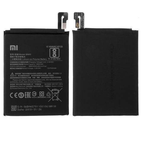 Аккумулятор BN45 для Xiaomi Redmi Note 5, Li Polymer, 3,85 B, 4000 мАч, Original PRC 