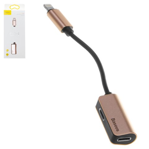 Adapter Baseus L37, Lightning to Dual Lightning 2 in1, doesn't support microphone , Lightning, golden, 2 A  #CALL37 17
