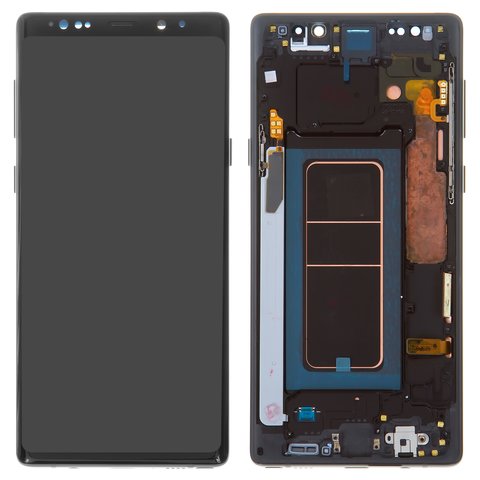 LCD compatible with Samsung N960 Galaxy Note 9, black, with frame, original change glass , midnight black
