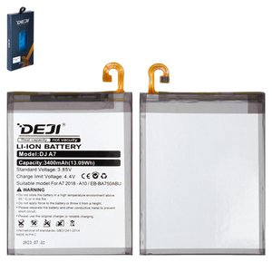 Аккумулятор Deji EB BA750ABU для Samsung A105F DS Galaxy A10, A750 Galaxy A7 2018 , A750F Galaxy A7 2018 , M105F DS Galaxy M10, Li ion, 3,85 B, 3400 мАч