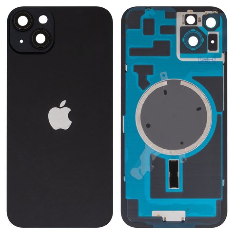 Housing Back Cover compatible with iPhone 14 Plus, black, with camera lens, PRC, midnight