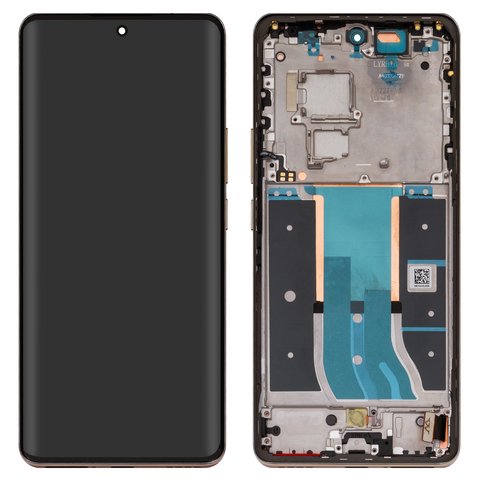 LCD compatible with Realme 12 Pro 5G, golden, with frame, Original PRC , RMX3842 