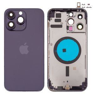 Carcasa puede usarse con iPhone 14 Pro Max, morado,  con sujetador de tarjeta SIM, con botones laterales, Original PRC , EU Version, deep purple