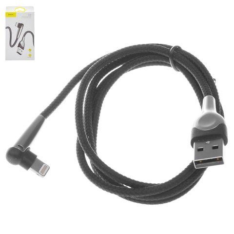 Кабель для зарядки Baseus MVP Elbow, USB тип A, Lightning, 100 см, 2,4 А, чорний, #CALMVP D01