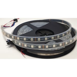 Светодиодная лента RGB SMD5050, WS2818 черная, c  управлением, IP67, 12 В, 60 диодов м, 5 м 