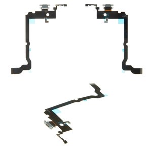 Шлейф для iPhone XS Max, коннектора наушников, коннектора зарядки, серый, с микрофоном, AAA