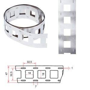 Стрічка нікелева для зварювання акумуляторів 32650 32700 2P, 0,2 мм, 32,5 мм, 1 м, нікельована сталь