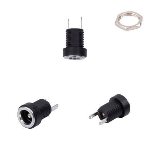 Роз'єм живлення DC022B, 5.5 x 2.5 mm, "мама", з глибиною 9 мм, з різьбою на панелі, для паяння