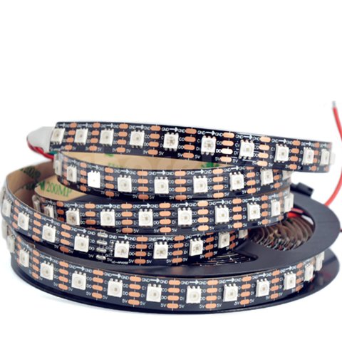 RGB LED Strip SMD5050, SK9822 black, with controls, IP20, 5 V, 60 LEDs m, 5 m 