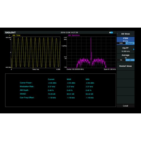 Opción de software "Análisis de modulación AM FM"  SIGLENT SSA3000XR AMA para SIGLENT SSA3000X R